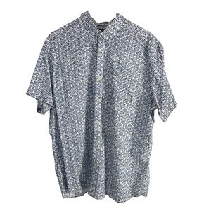 Eddie Bauer Classic Fit Geometric Casual Button Down Top‎ Blue Extra Large